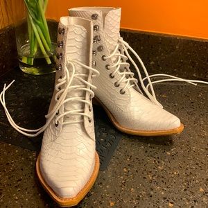 White leather boots with a western flair